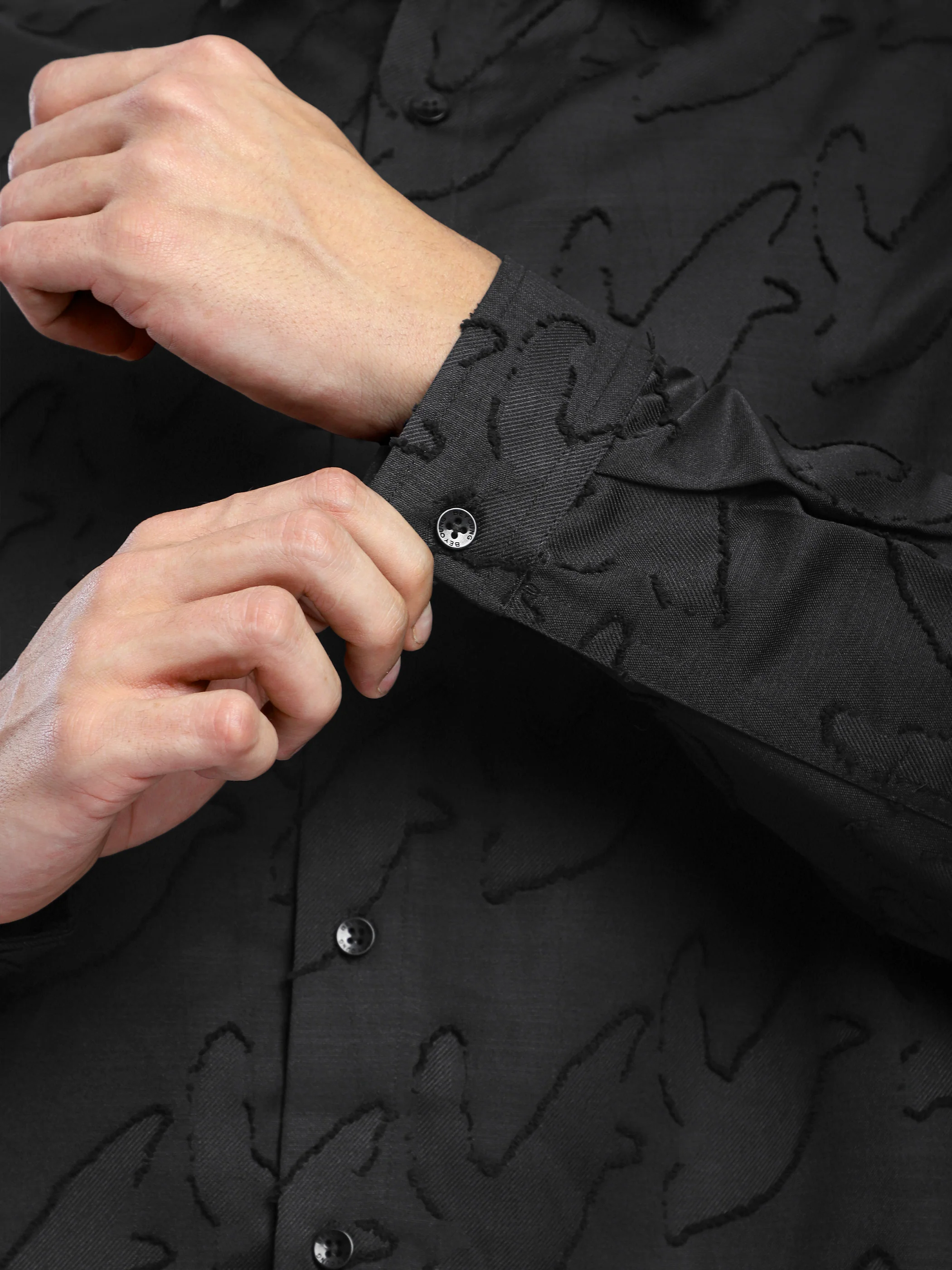 Black Fur Abstract Textured Shirt - Image 6