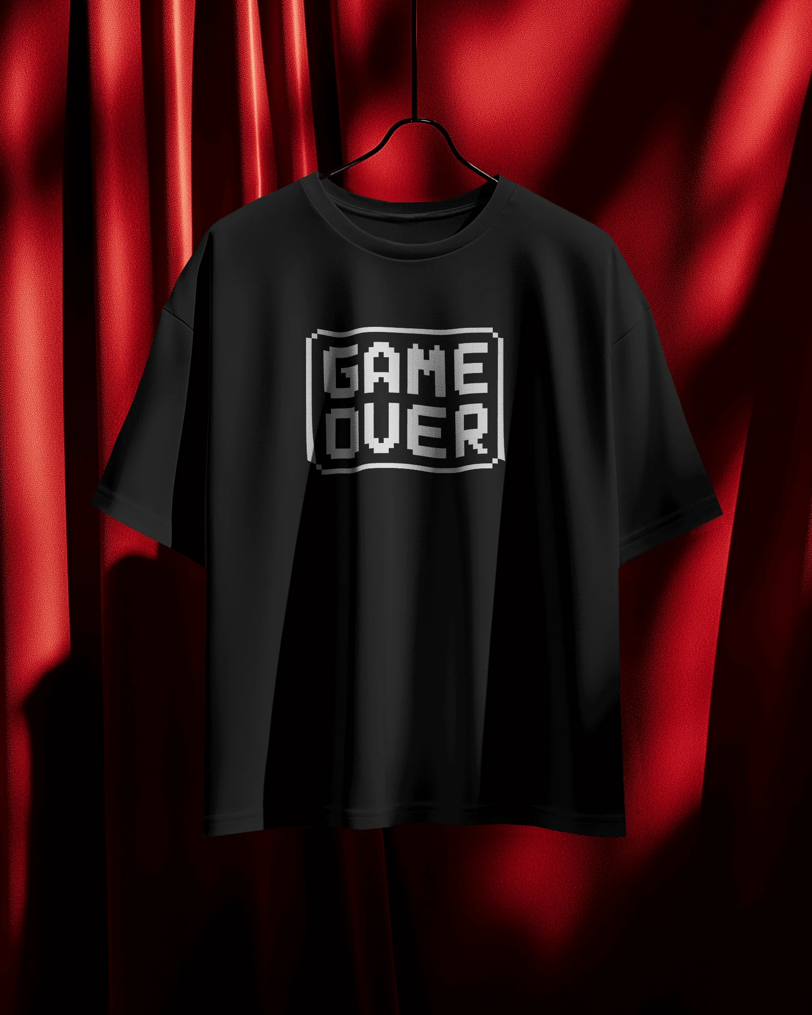 Black Game Over Graphic printed Oversized Tshirt - Image 3