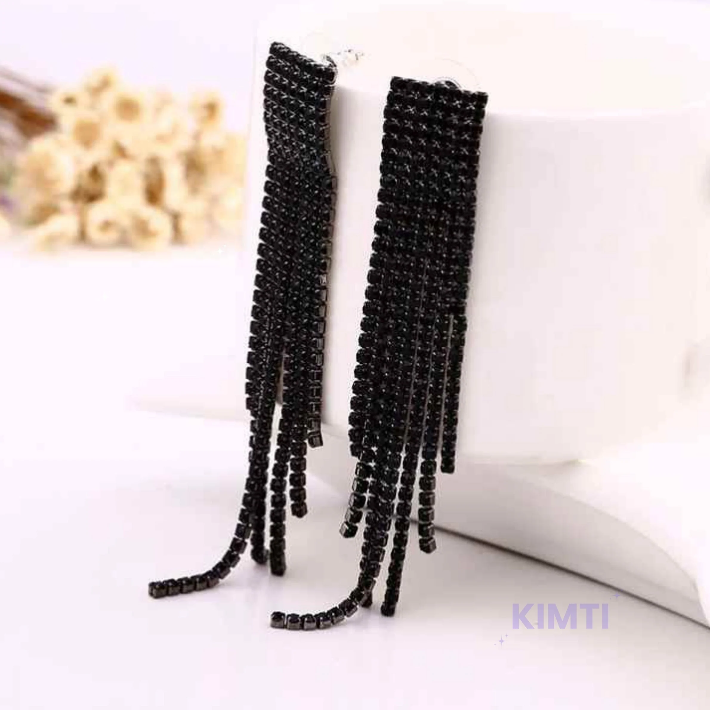 Black Long Dangler Earring - Image 6