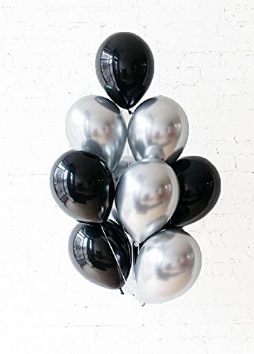 Black Metallic Chrome Latex Balloons (Pack of 50) - Image 3
