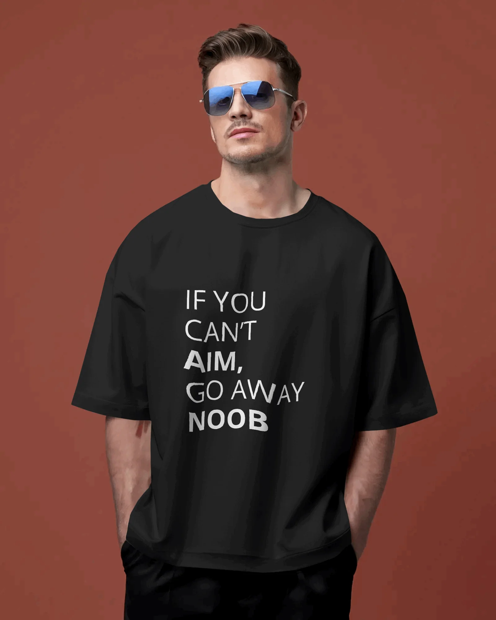 Black Noob Graphic printed Oversized Tshirt - Image 3