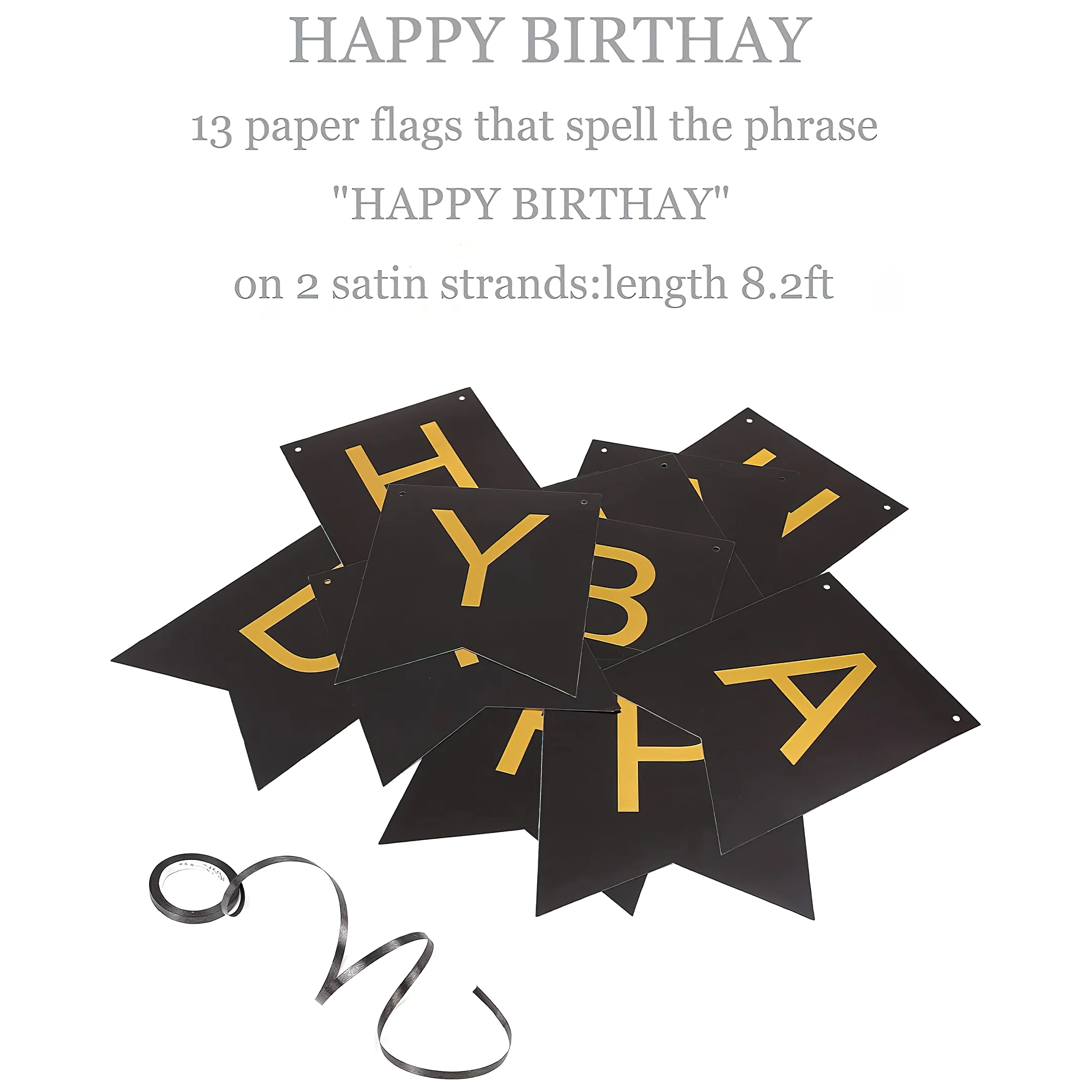 Black Paper Happy Birthday Banner - Image 2