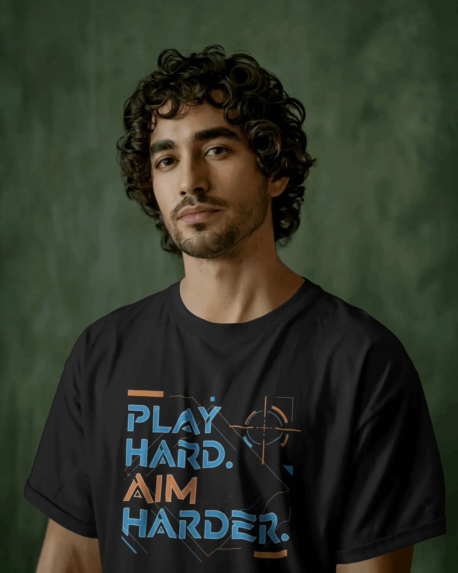 Black Play Harder Graphic printed Oversized Tshirt - Image 4