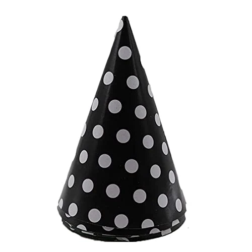 Black Polka Dot Happy Birthday Party Hat (Pack of 10) - Image 2