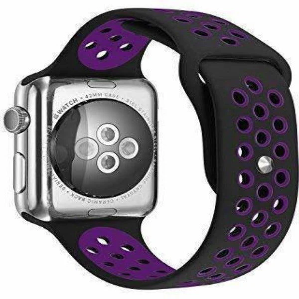 Black Purple Dotted Silicone Strap For Apple Watch Series 1  (38mm/40mm/41mm) - Image 3