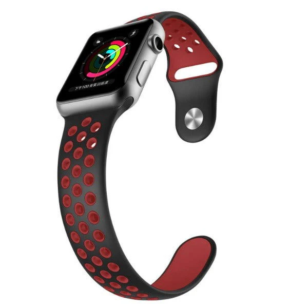 Black Red Dotted Silicone Strap For Apple Watch Series 1  (38mm/40mm/41mm) - Image 4