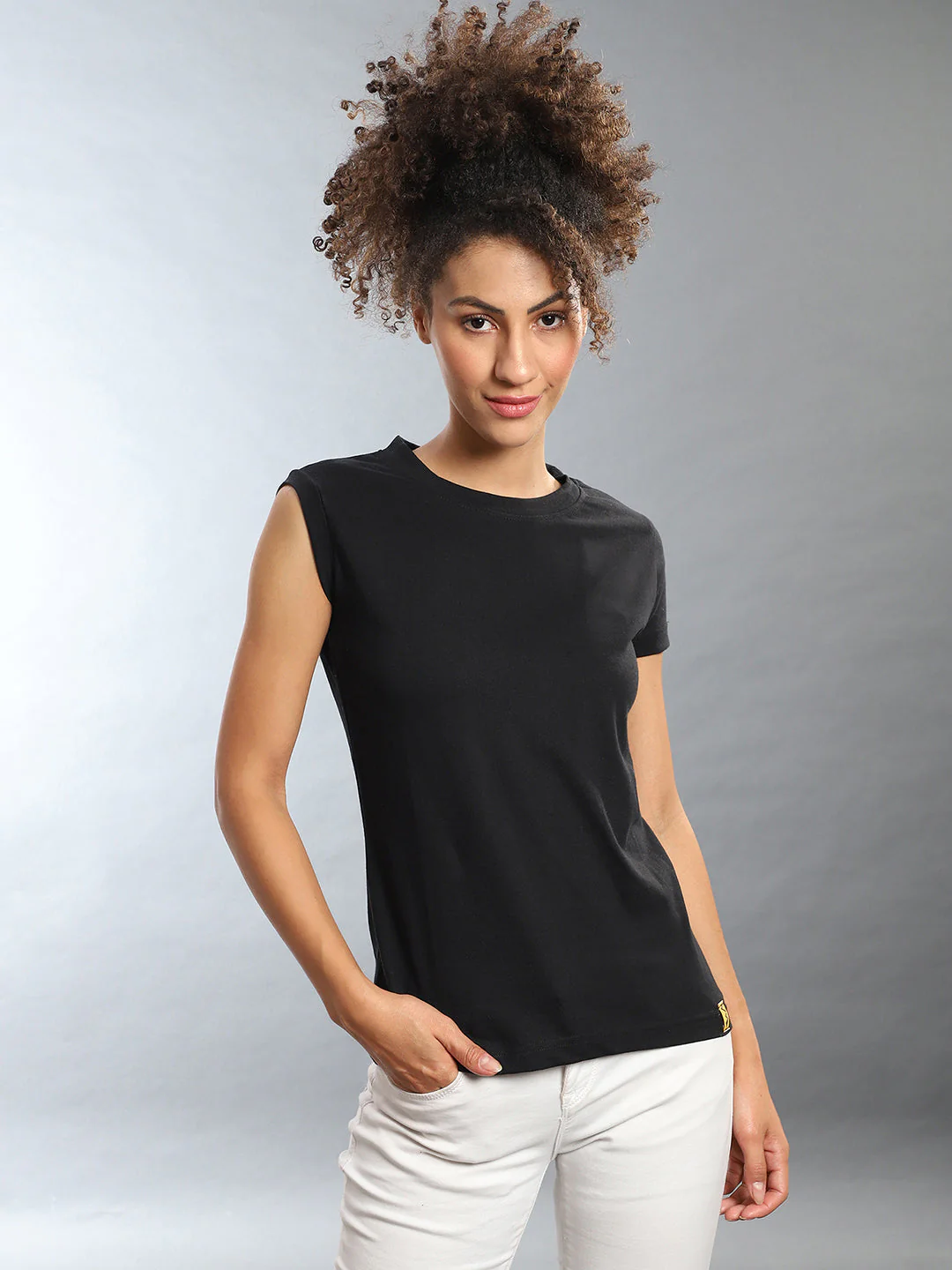 Black Round Neck T-Shirt - Image 2