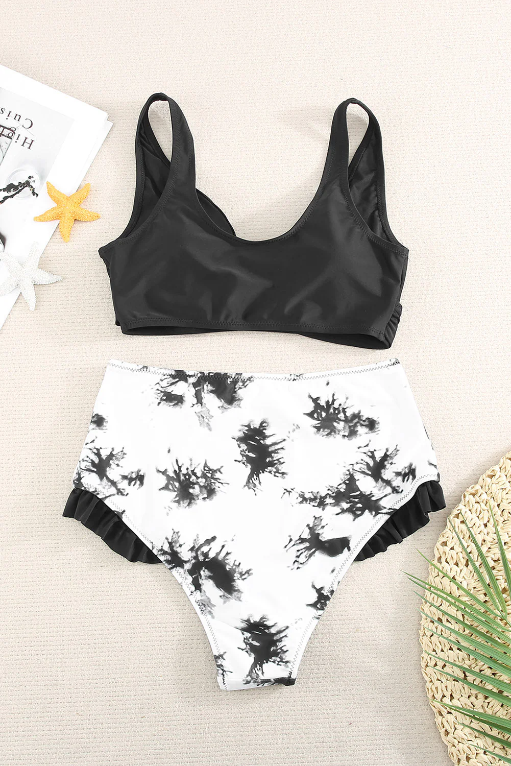 Black Sexy Solid Criss Cross Top Highwaist Swimsuit - Image 9