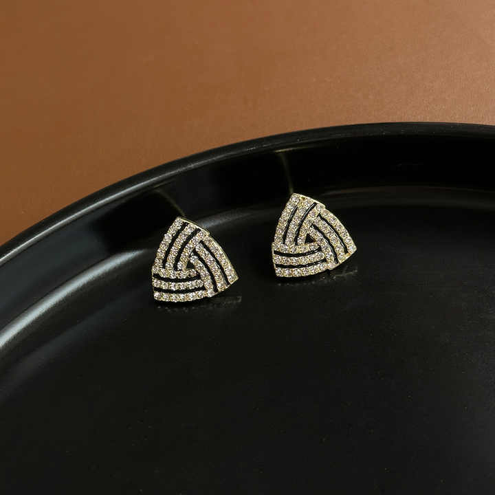 Black silver diamond Stud Earring - Image 5