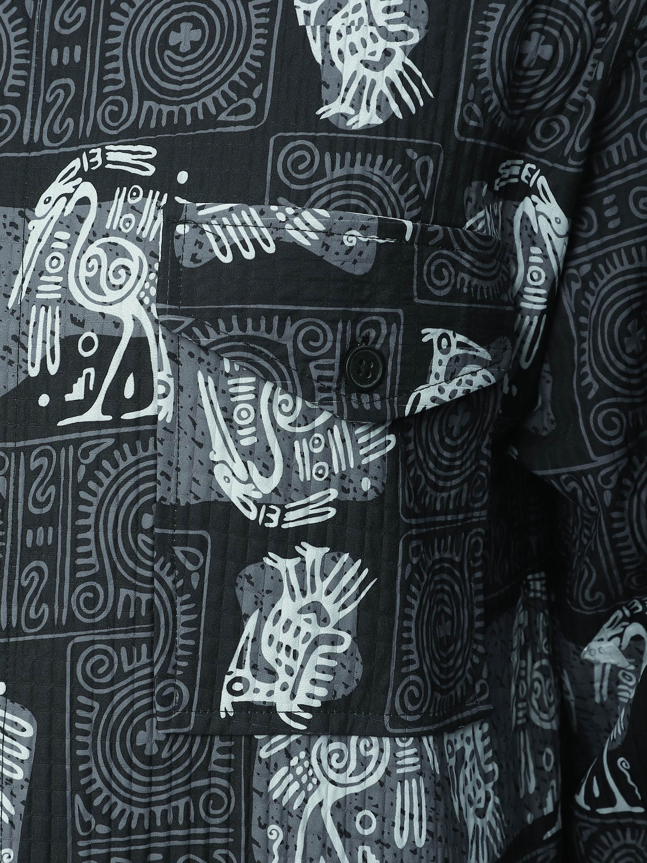 Black Tribal Print Shacket - Image 6