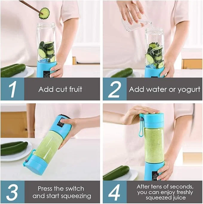 BlendX Portable Blender | 380ML USB Rechargeable Mini Juicer | 6 Stainless Steel Blades | Personal Smoothie Maker for Shakes, Juice &amp; Protein | Lightweight Travel Blender | Multi Colour - Image 5