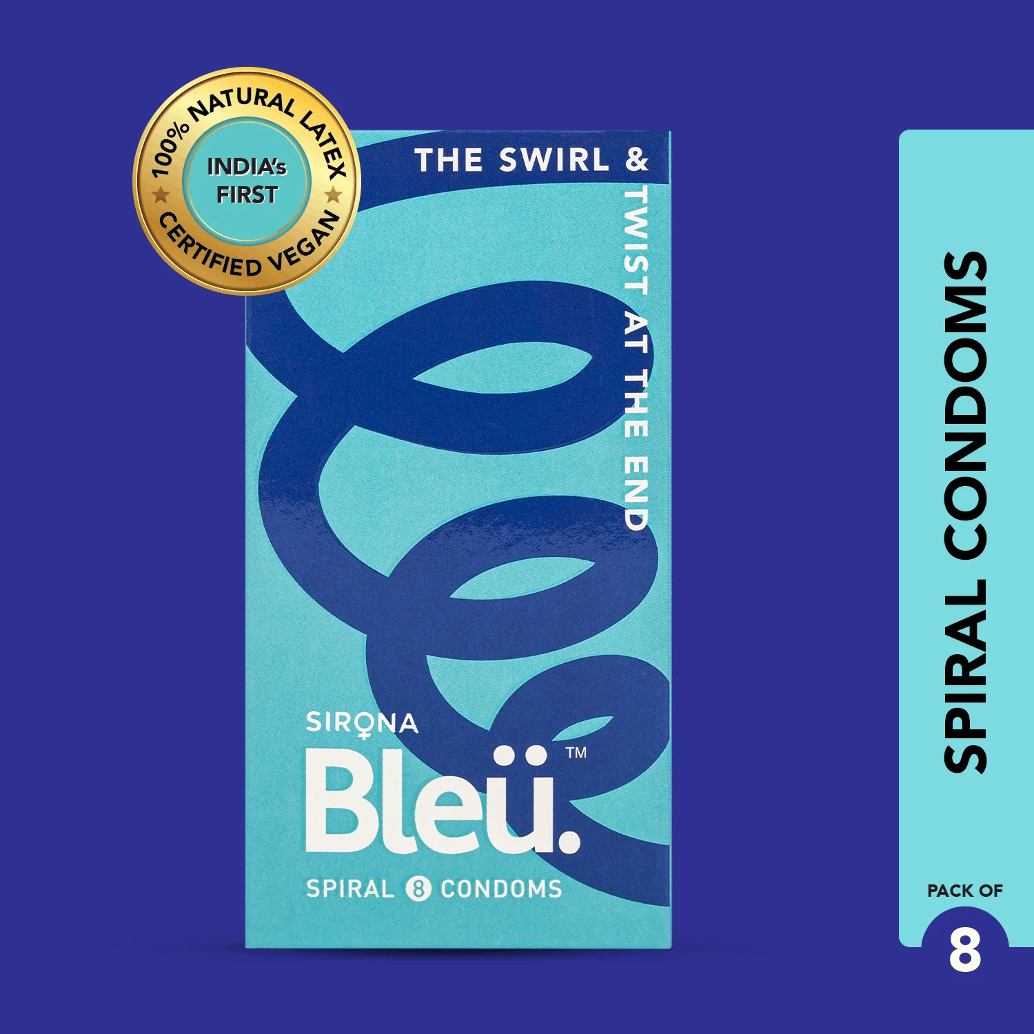Bleu Spiral Vegan Condoms (1 Pack of 8) - Image 35