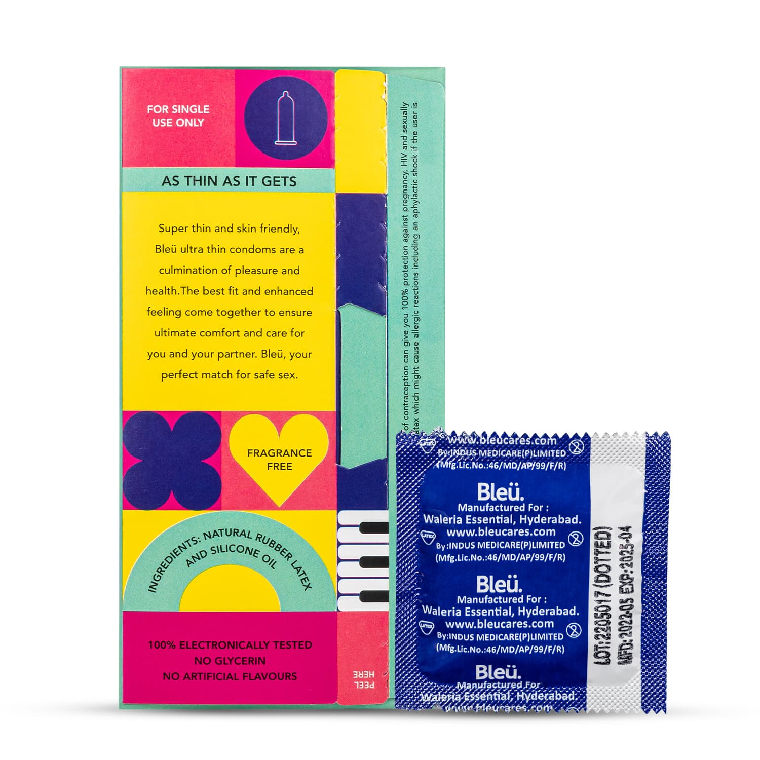 Bleu Ultra-Thin Vegan Condoms (1 Pack of 8) - Image 3
