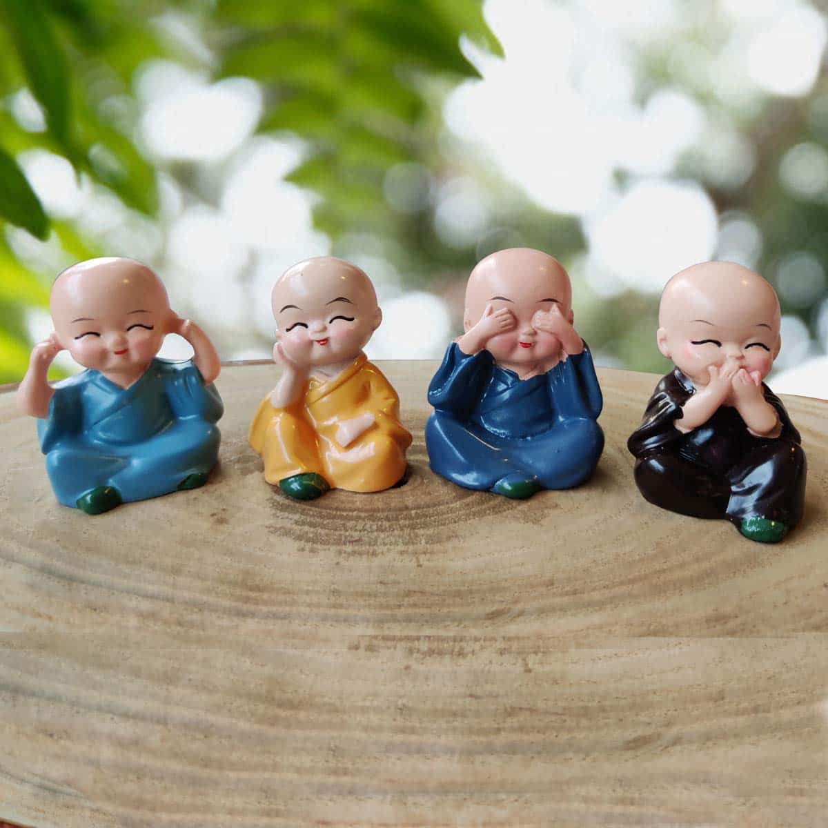 Bliss: Set of 4 Buddha Monk Statues with Elegant Design, Ideal for Home, Office & Spiritual Decor - Image 6