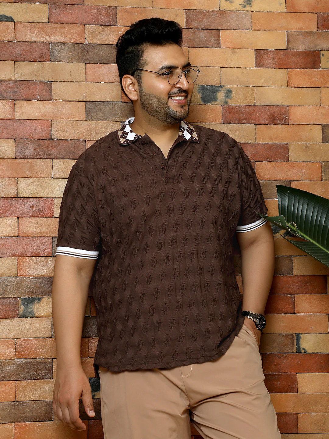 Block Argyle-Knit Polo T-Shirt - Image 23