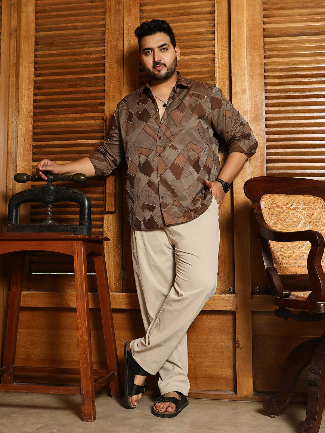 Block-Geometric Jacquard Shirt - Image 5