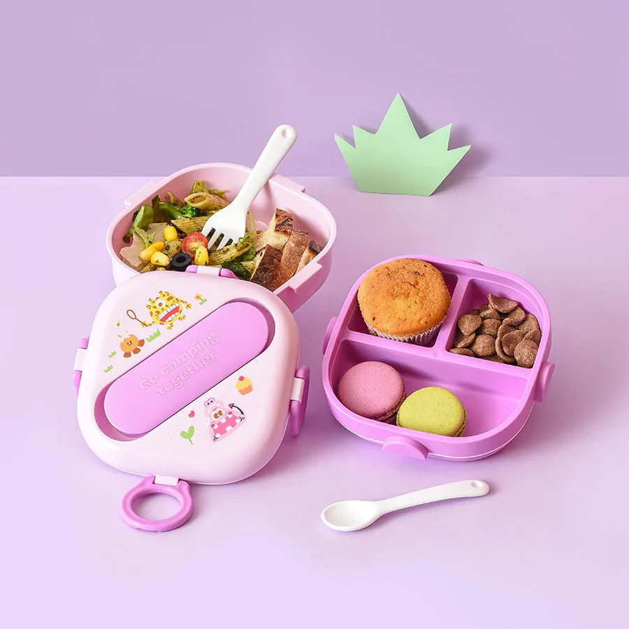 Bloom Munchkin Double Layer Lunch Box For Baby Purple - Image 3