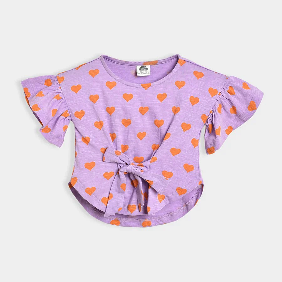 Bloom Printed Top & Solid Shorts Set Purple - Image 2