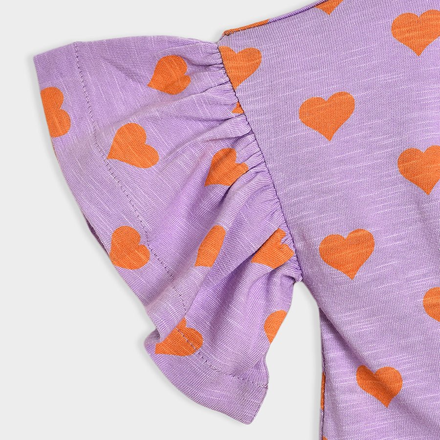 Bloom Printed Top & Solid Shorts Set Purple - Image 5