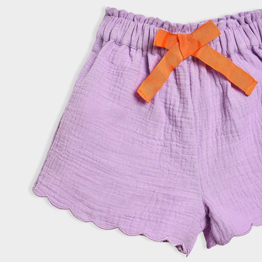 Bloom Printed Top & Solid Shorts Set Purple - Image 7