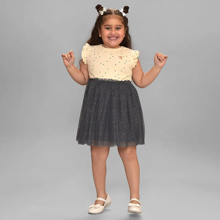 Bloom Rib Dress For Baby Girl Navy Blue - Image 2
