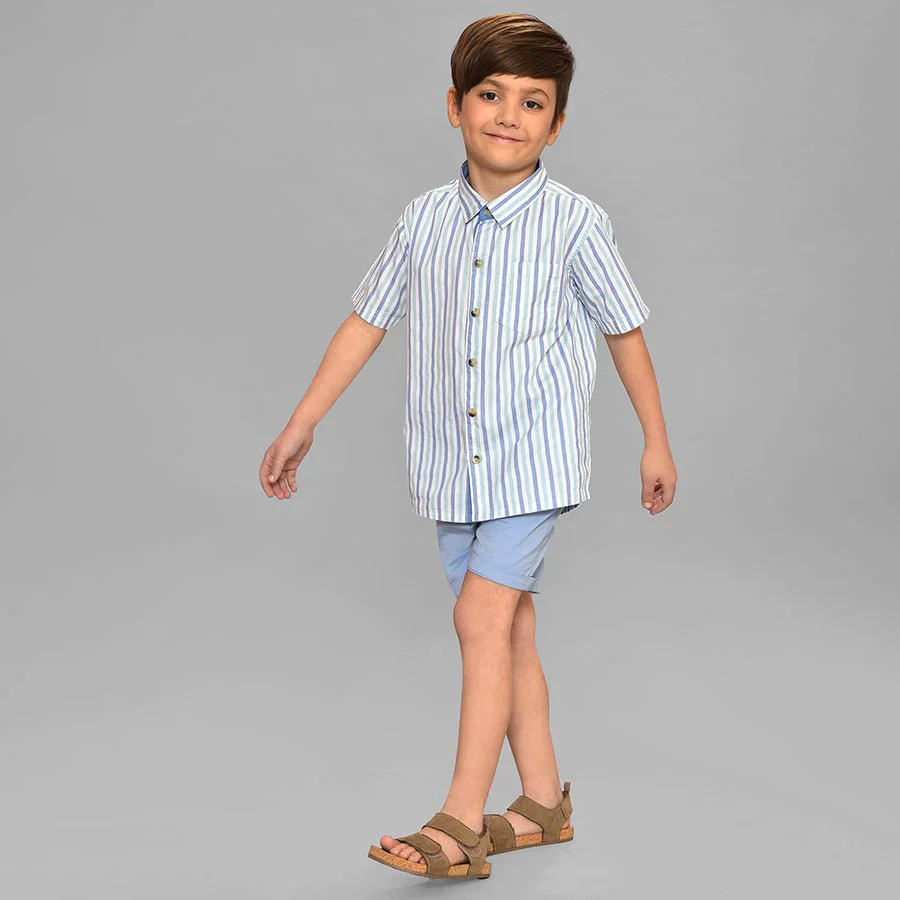 Bloom Woven Blue Baby Boy Shirt & Shorts Set - Image 2