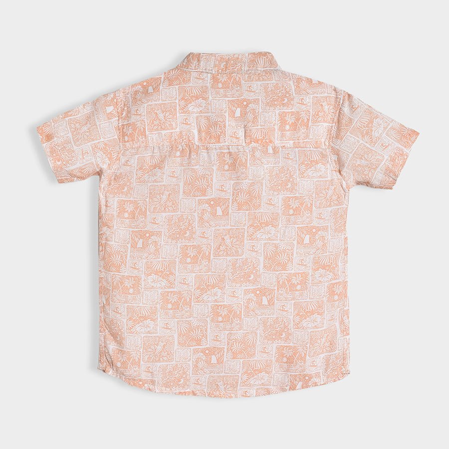 Bloom Woven Printed Beige Half-Sleeve Shirt For Baby Boys - Image 3