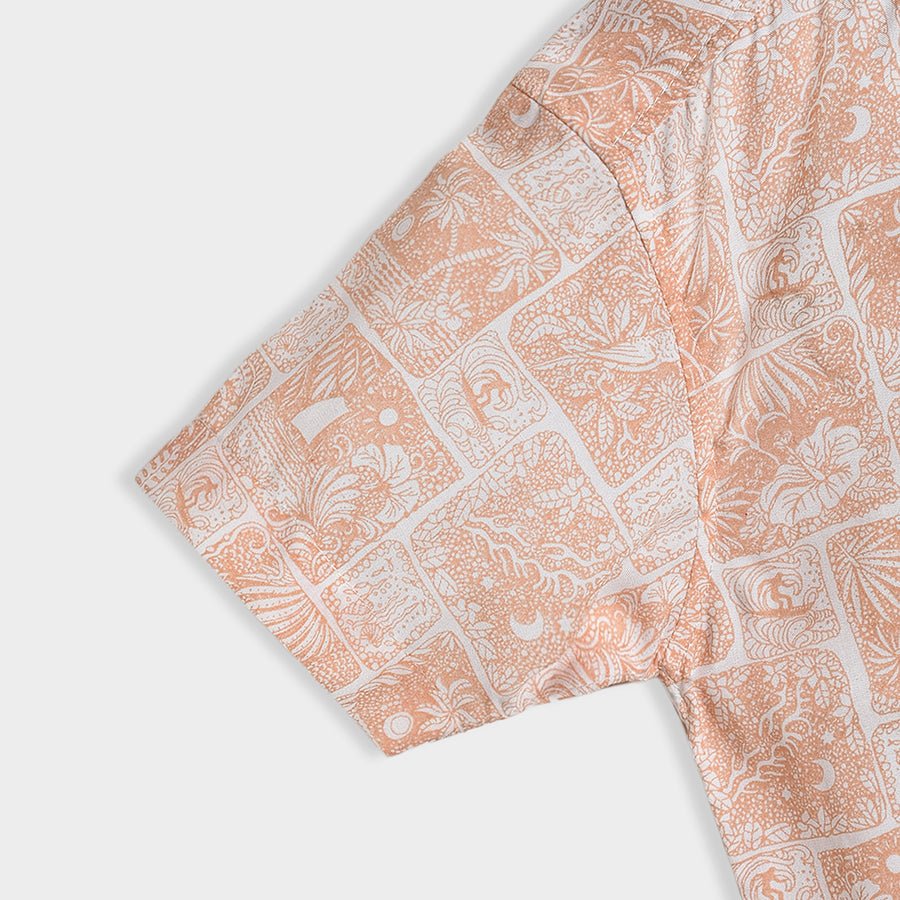 Bloom Woven Printed Beige Half-Sleeve Shirt For Baby Boys - Image 5