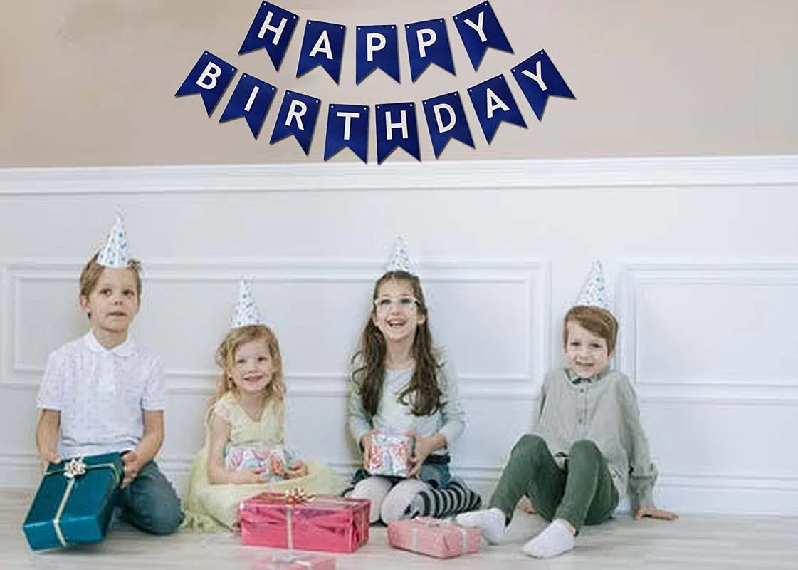 Blue And Gold Happy Birthday Banner (3 Meters) - Image 3