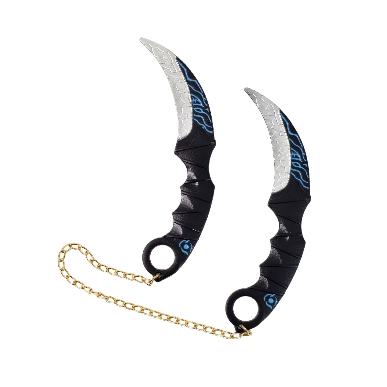Blue-Black | Double Chained Metal Kunai (12 cm, not sharp) - Image 2