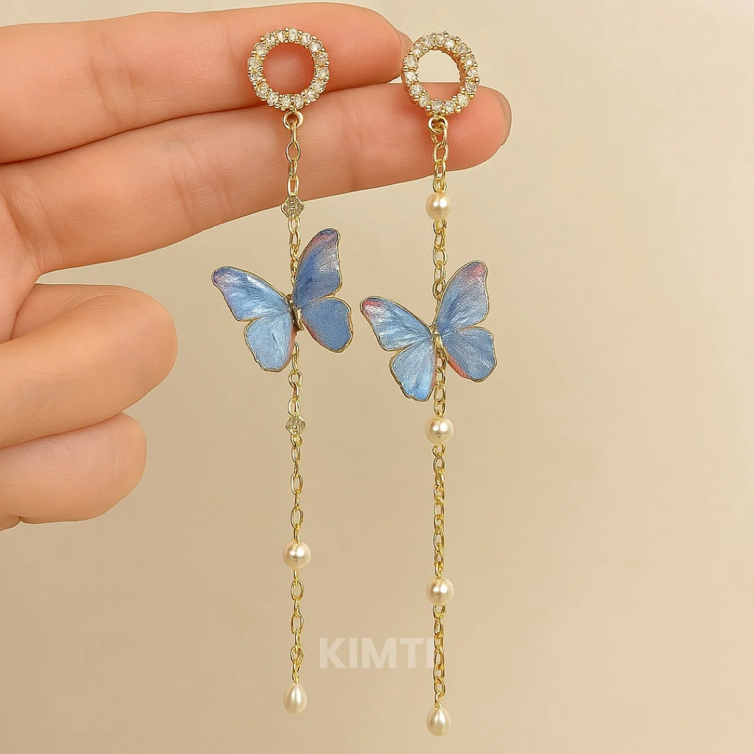 Blue Butterfly Dangle Earring