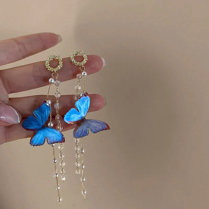 Blue Butterfly Dangle Earring - Image 3