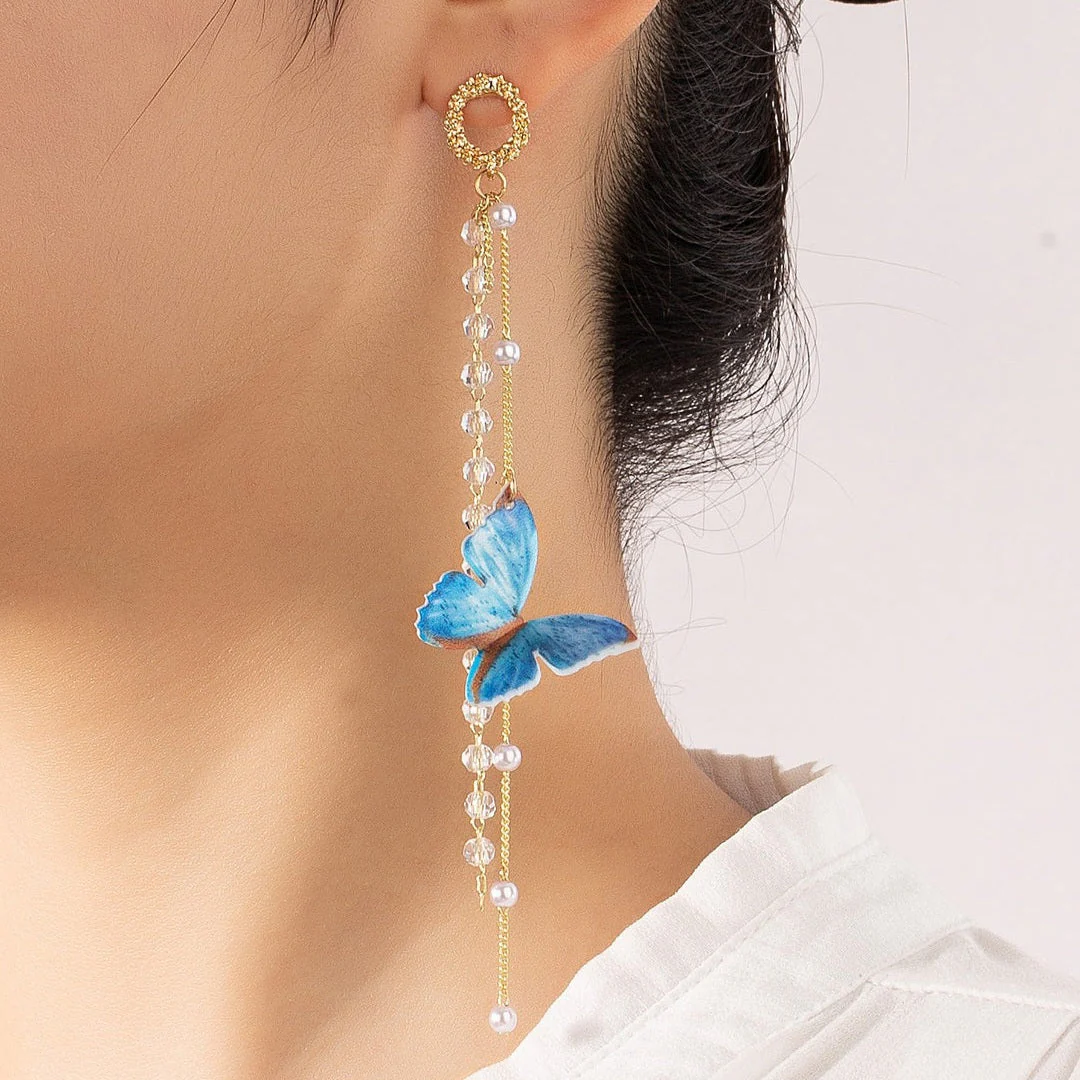 Blue Butterfly Dangle Earring - Image 4