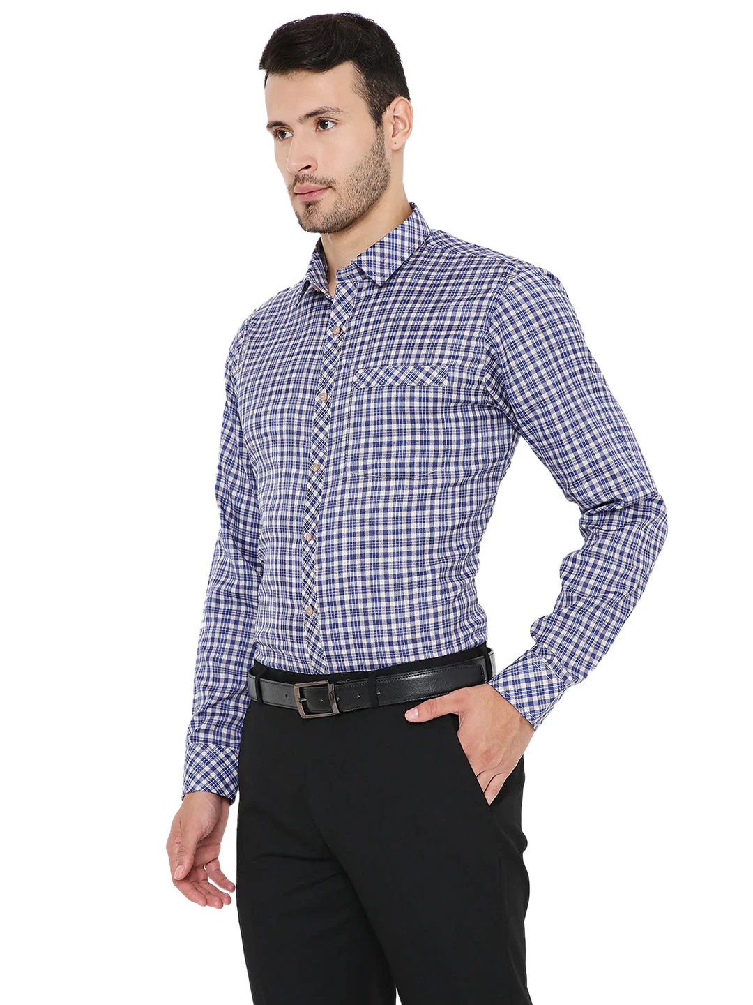 Blue Checkered | Slim Fit | Formal Shirt - Image 3