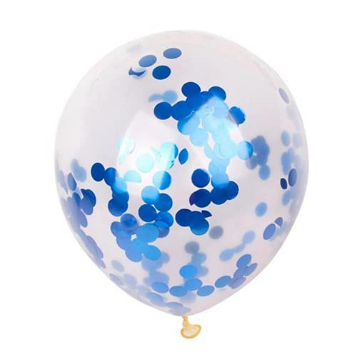 Blue Color And Clear Confetti Shining Metallic Latex Glitter Balloons Set (Pack of 10) - Image 2
