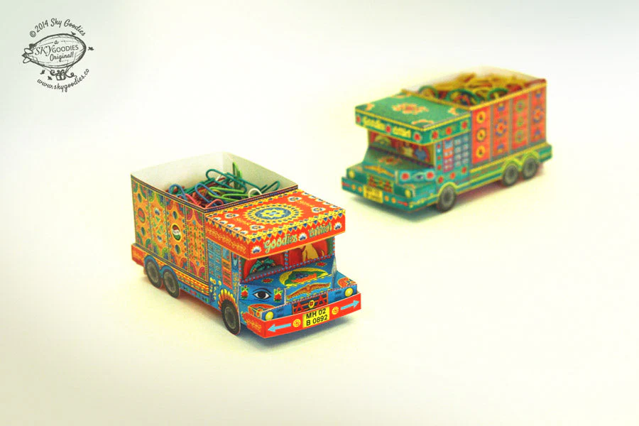 Blue ‘Goodies Carrier’ Truck container DIY Paper Craft Kit - Image 4
