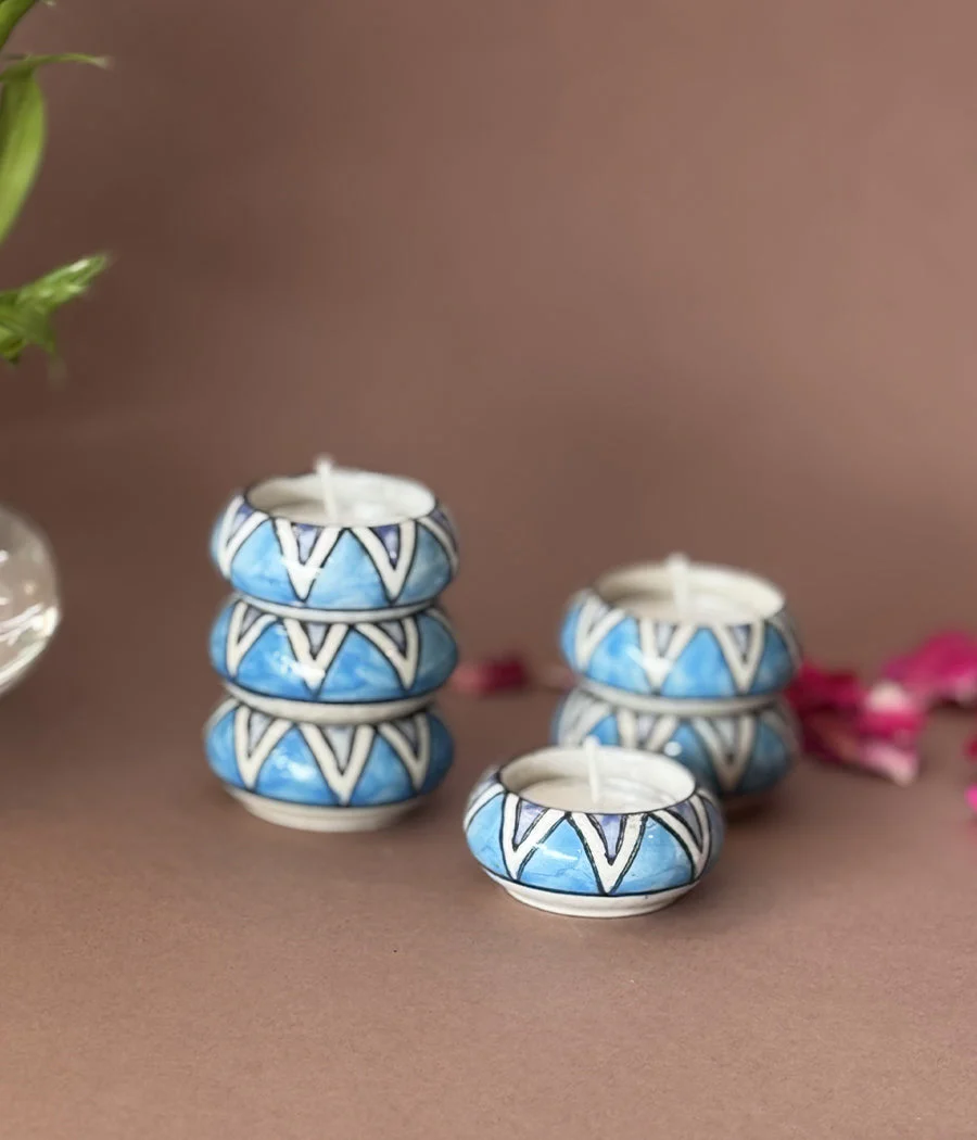 Blue Hill Ceramic Diya - Set Of 6 - Image 15