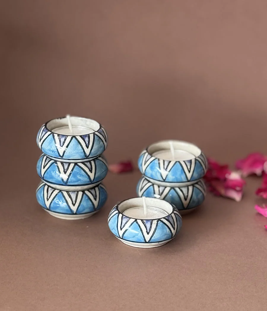 Blue Hill Ceramic Diya - Set Of 6 - Image 16