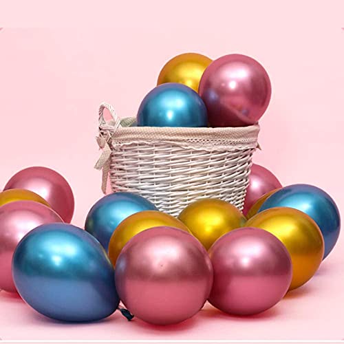 Blue Metallic Chrome Latex Balloons (Pack of 50) - Image 4
