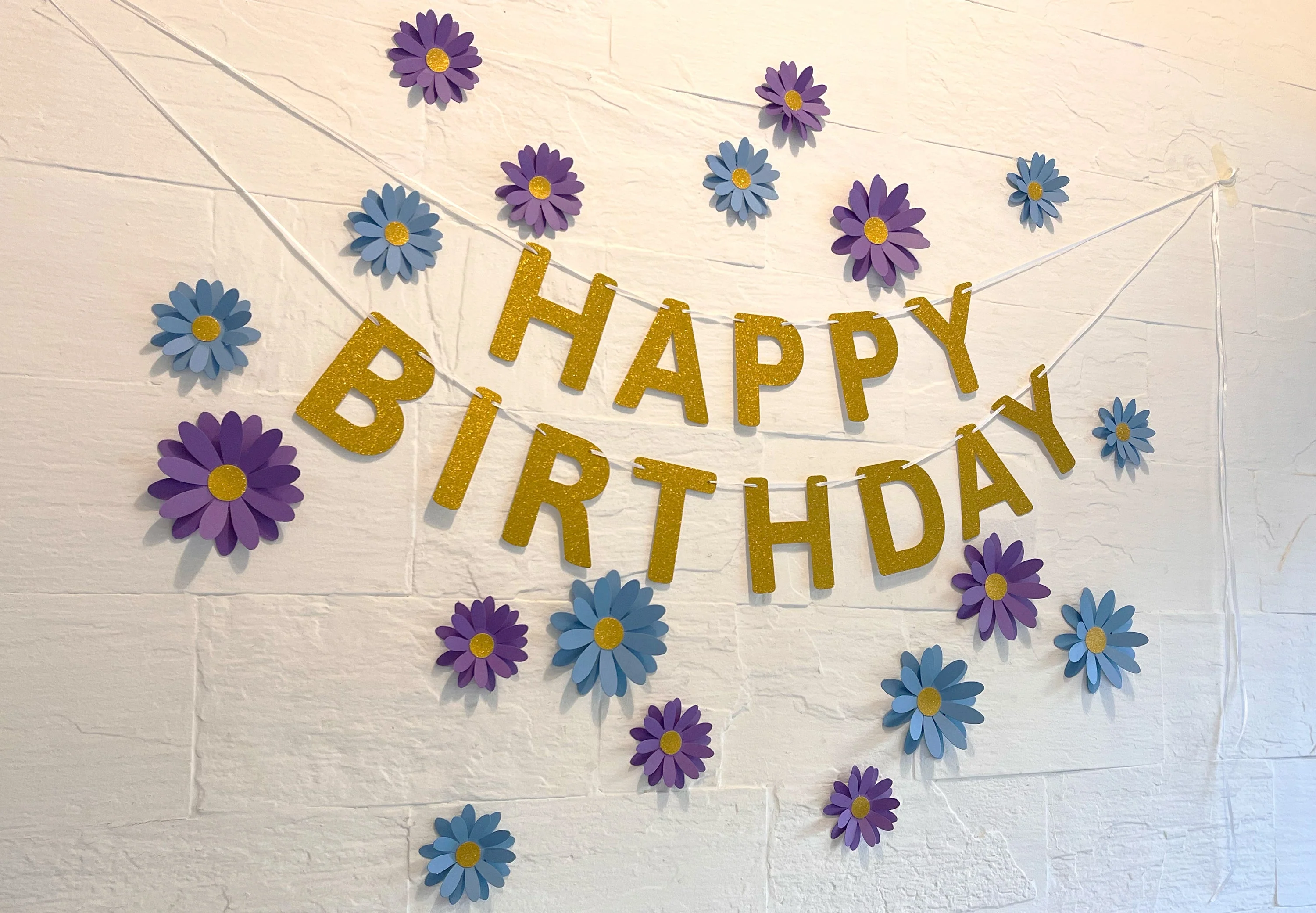 Blue n Purple Daisy and Happy Birthday Paper Party Decor - Image 10