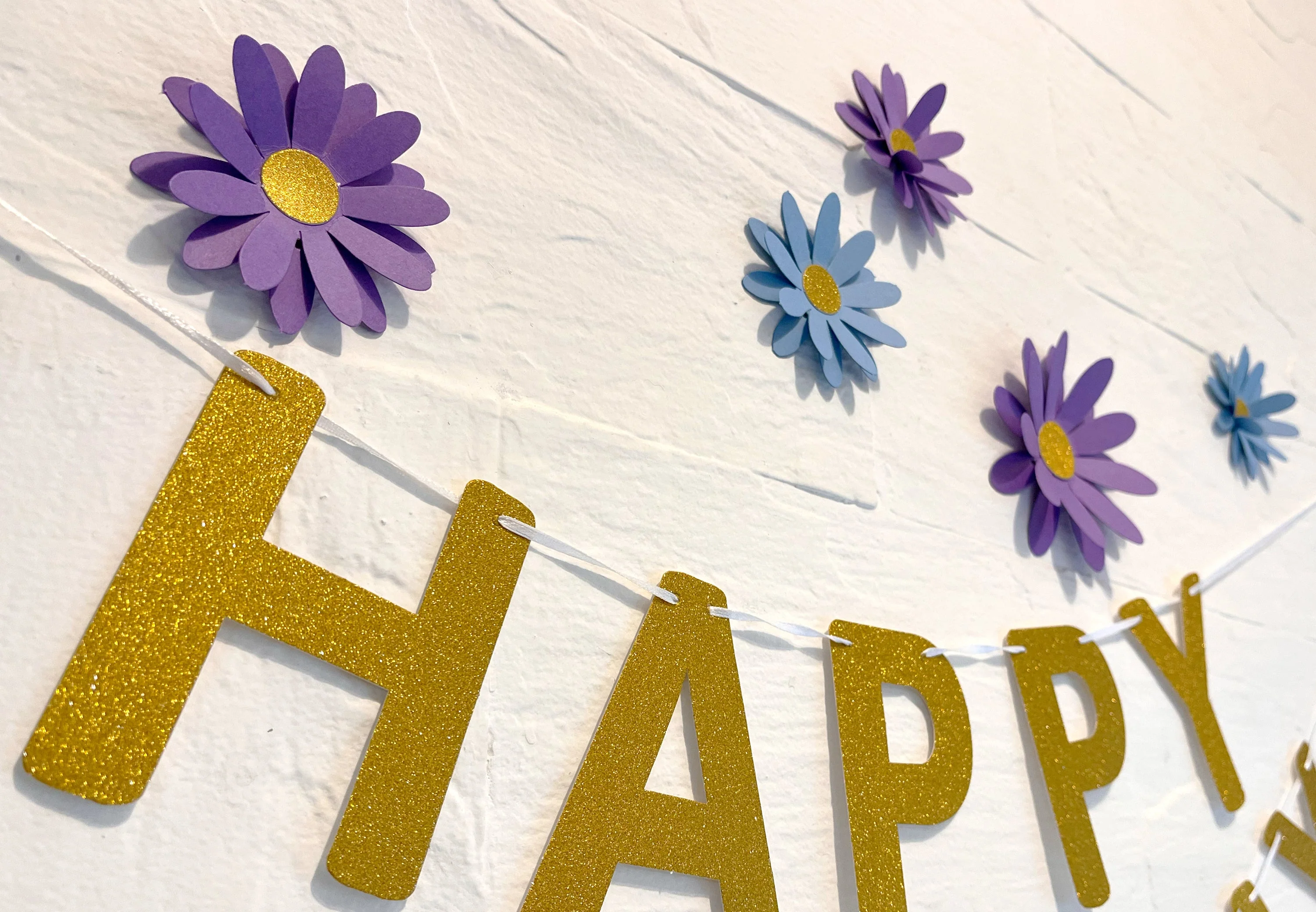 Blue n Purple Daisy and Happy Birthday Paper Party Decor - Image 8