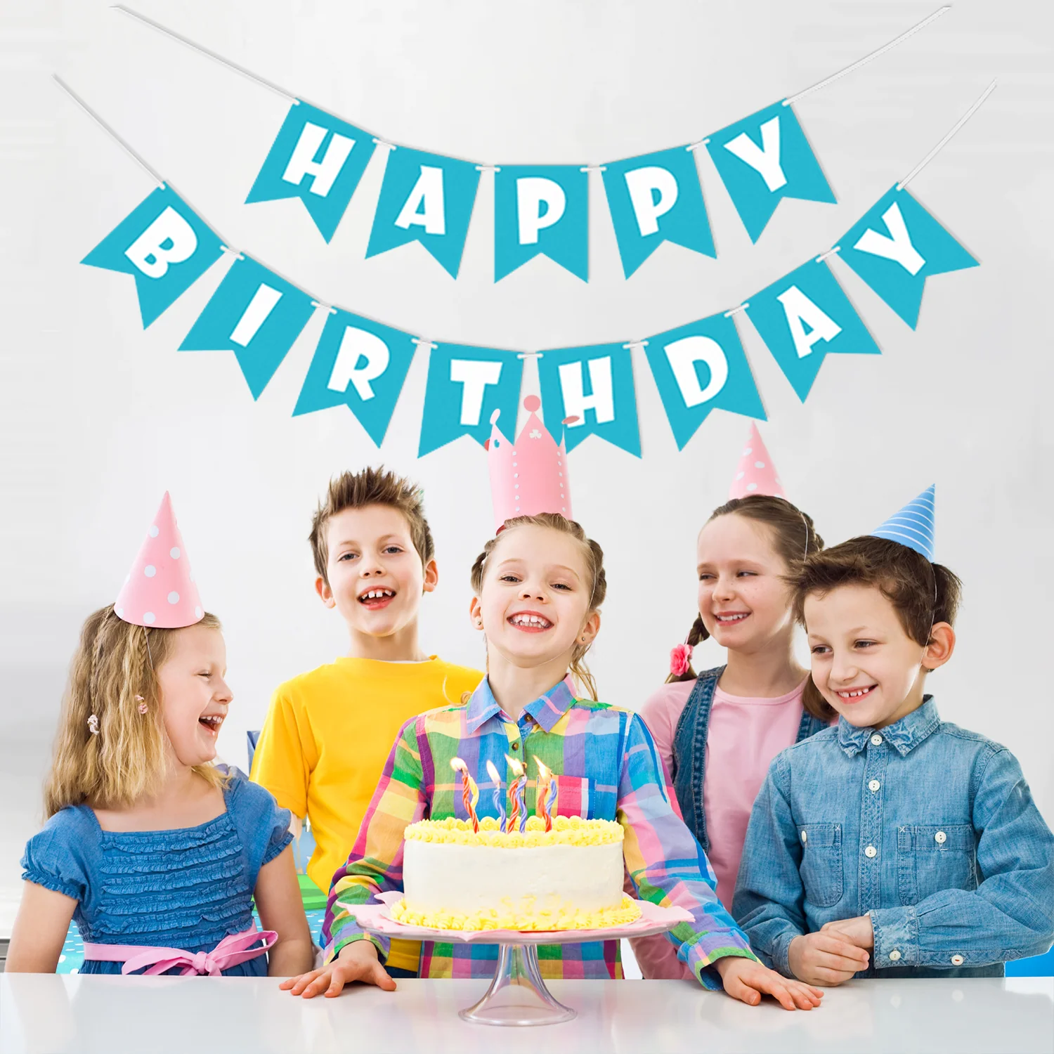 Blue Paper Happy Birthday Banner - Image 3