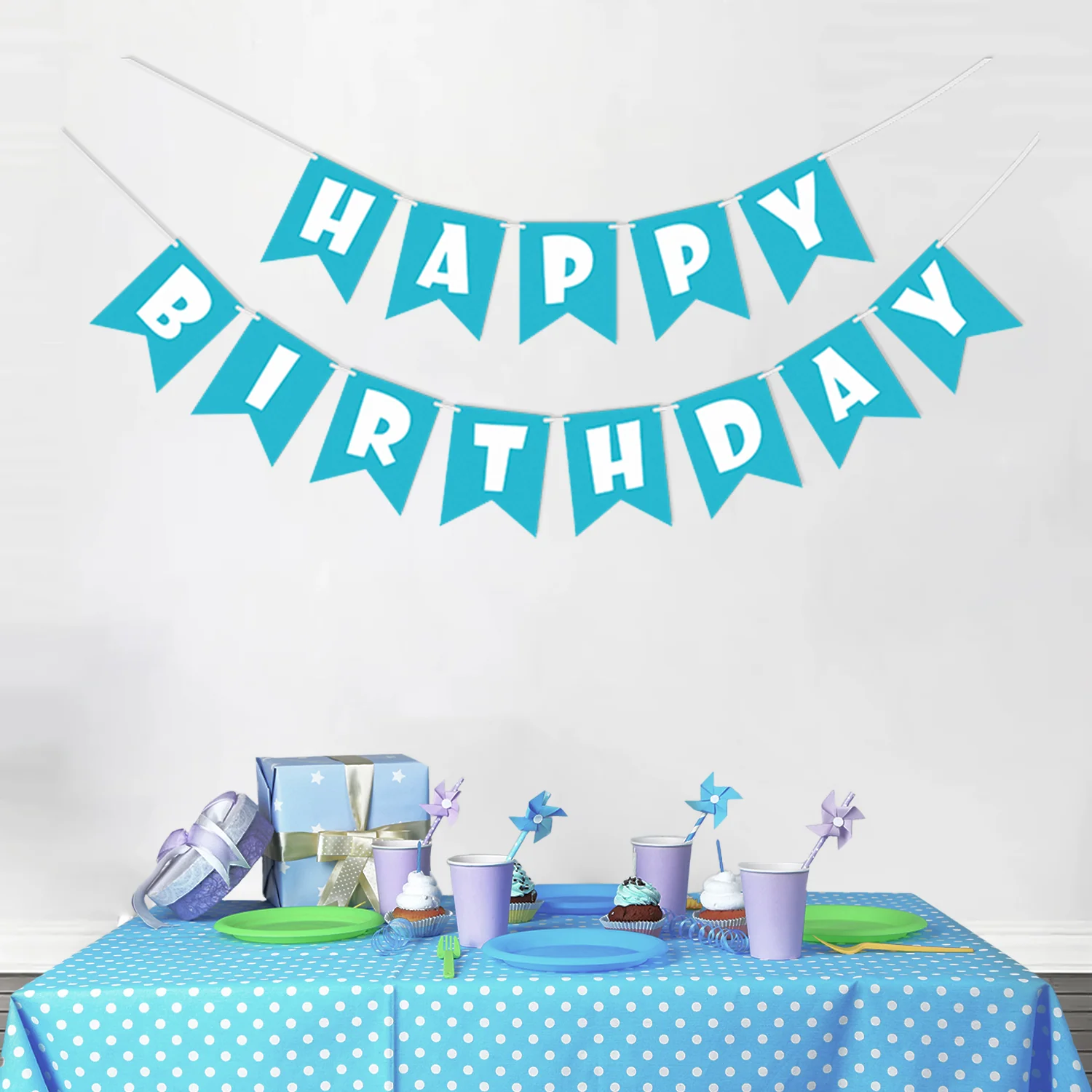 Blue Paper Happy Birthday Banner - Image 4