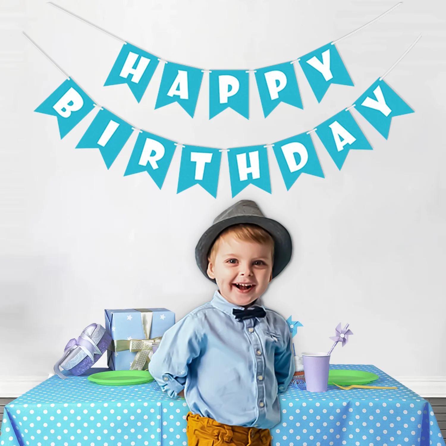 Blue Paper Happy Birthday Banner - Image 5