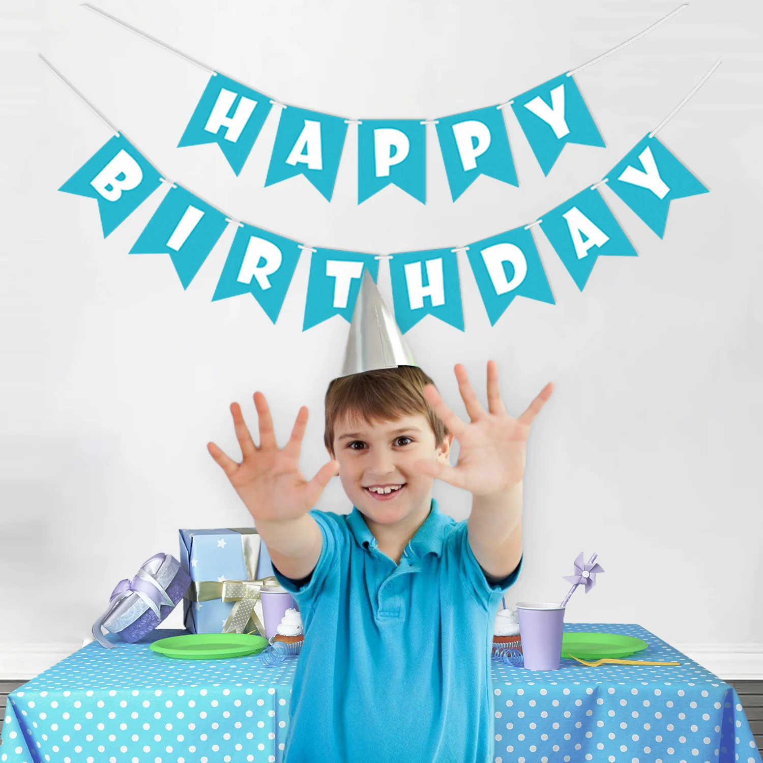 Blue Paper Happy Birthday Banner - Image 6