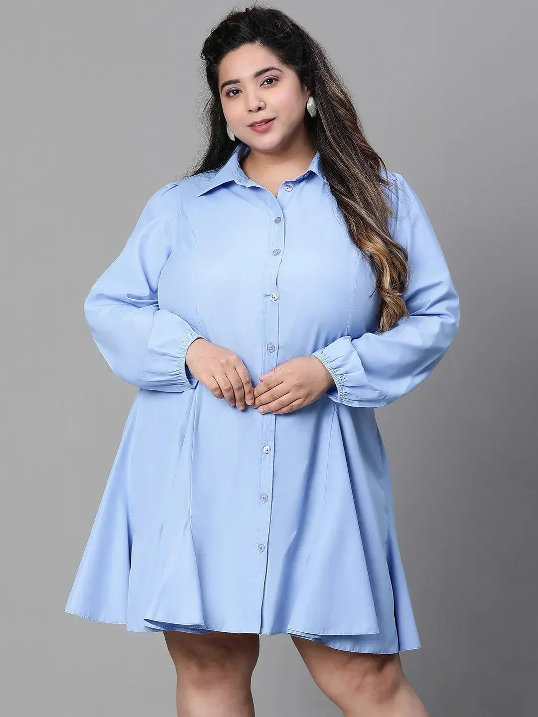 Blue & red partywear women plus size wear dress combo set - Image 2