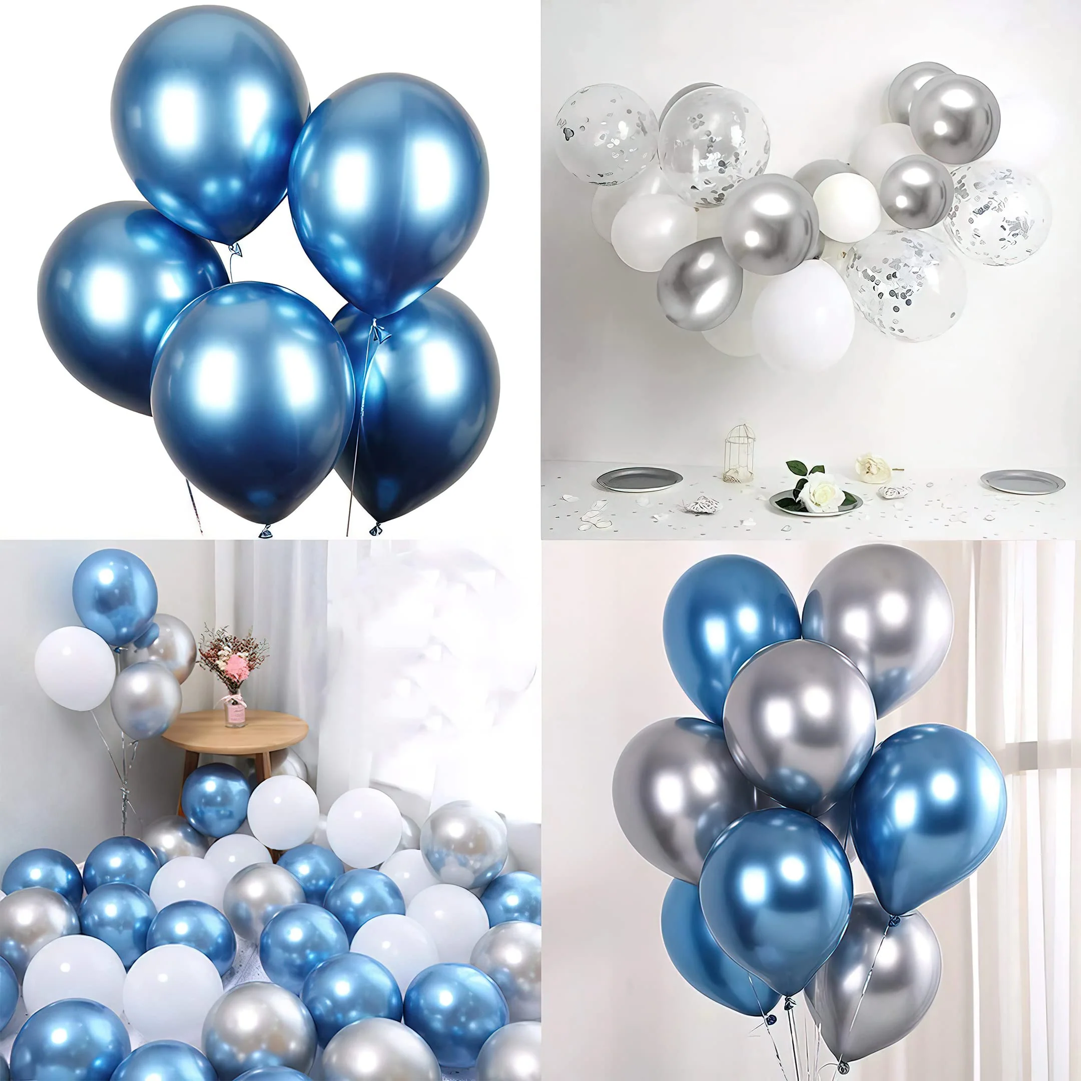 Blue & silver balloons for party decor - Image 6