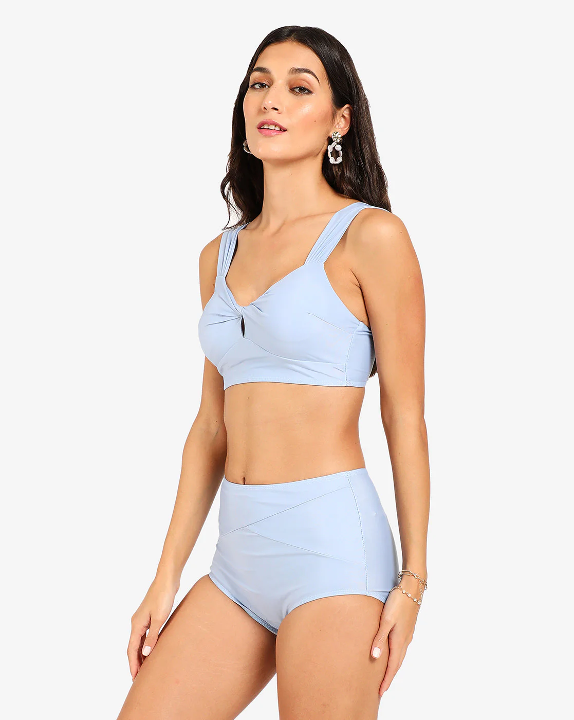 Blue Solid 2 Piece Swim Suit - Image 4