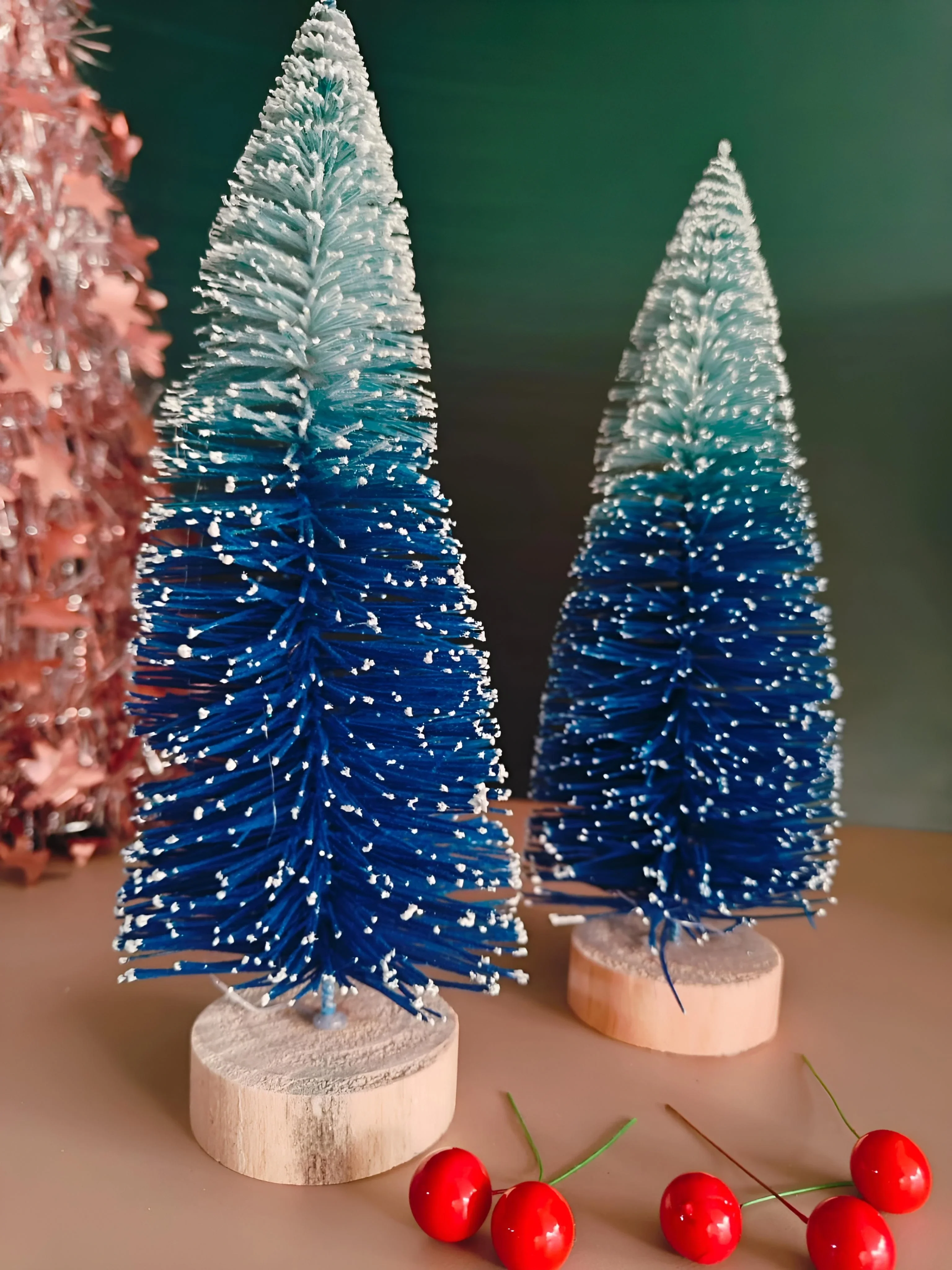 Blue sparkling christmas Table  tree (set of 2) - Image 4