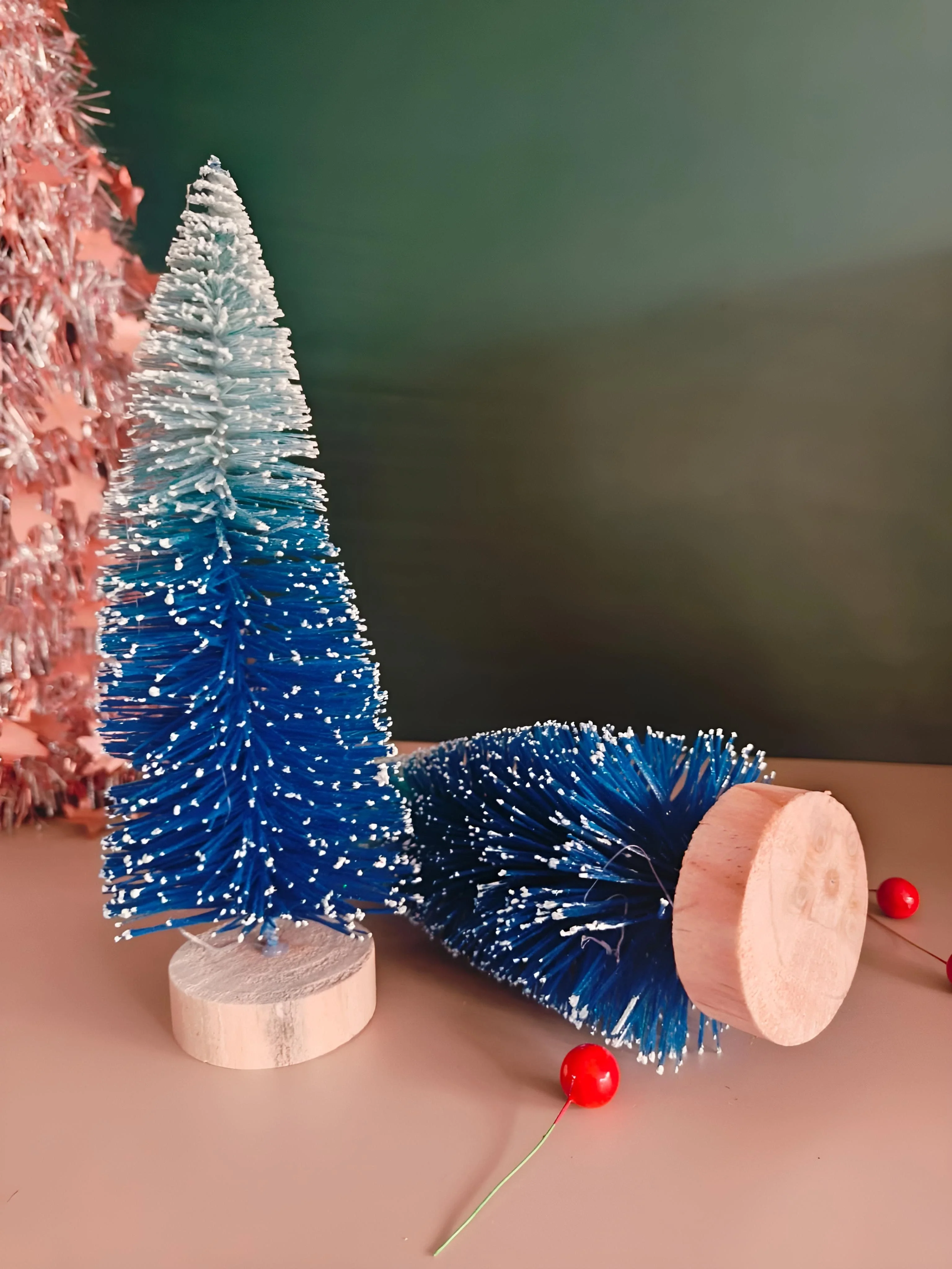 Blue sparkling christmas Table  tree (set of 2) - Image 6